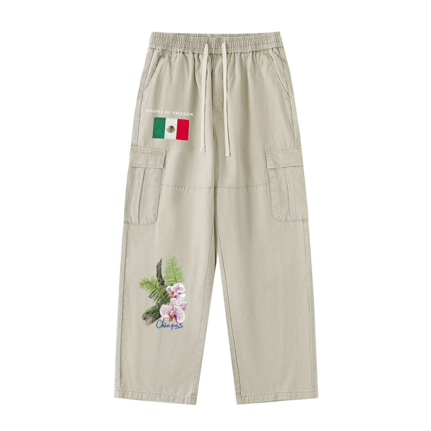 Special Chiapas Edition Drawstring Waist Straight-Leg Cargo Pants