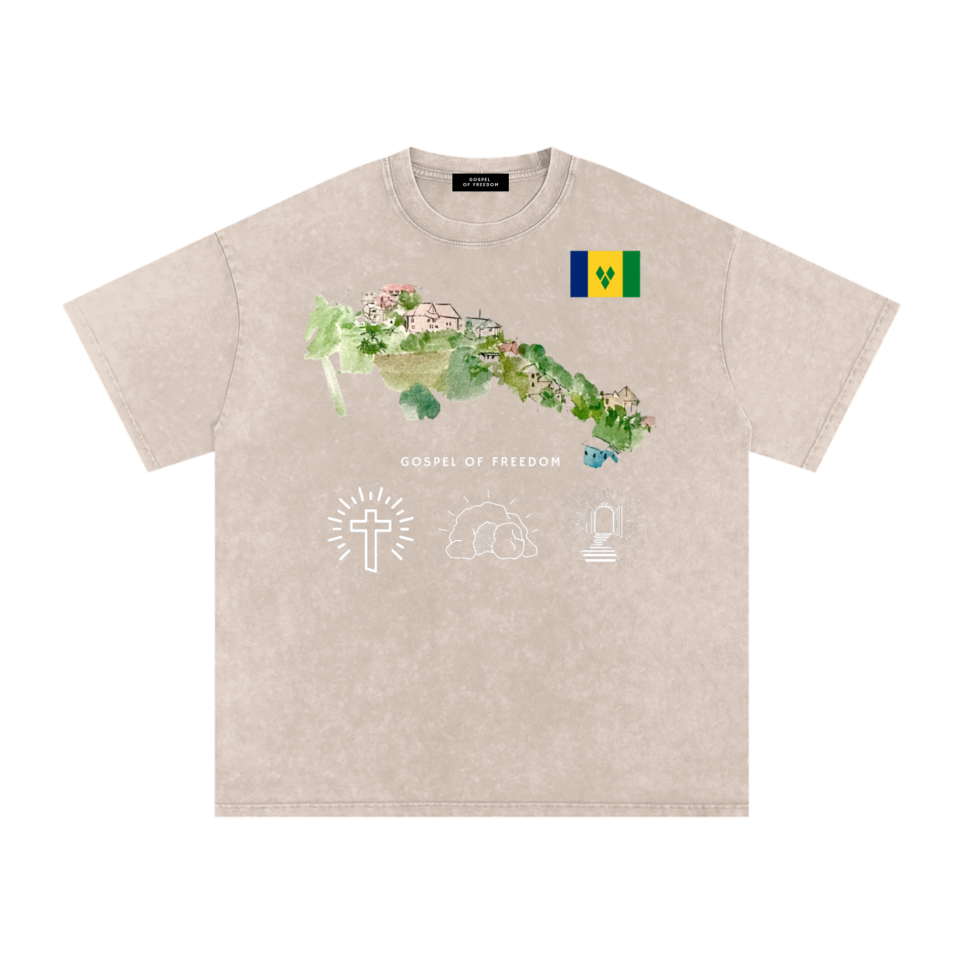 Snow Washed Oversized Cotton T-Shirt