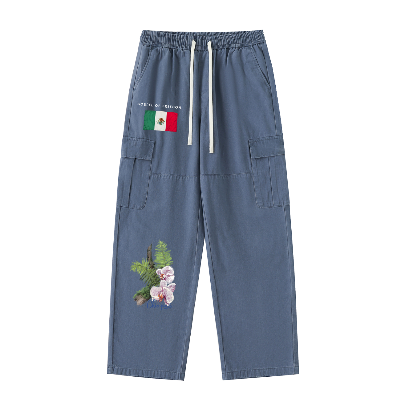 Special Chiapas Edition Drawstring Waist Straight-Leg Cargo Pants