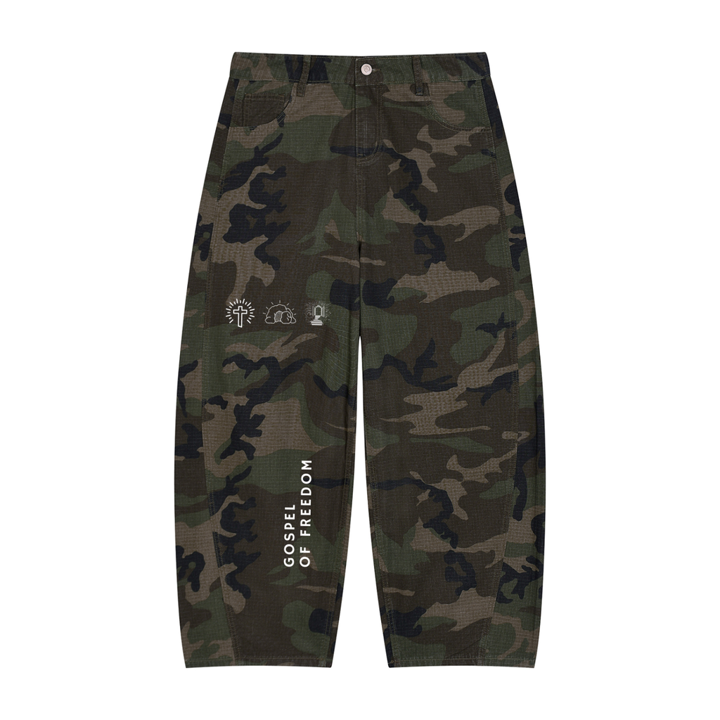Men’s Camo Barrel Leg Cargo Pants