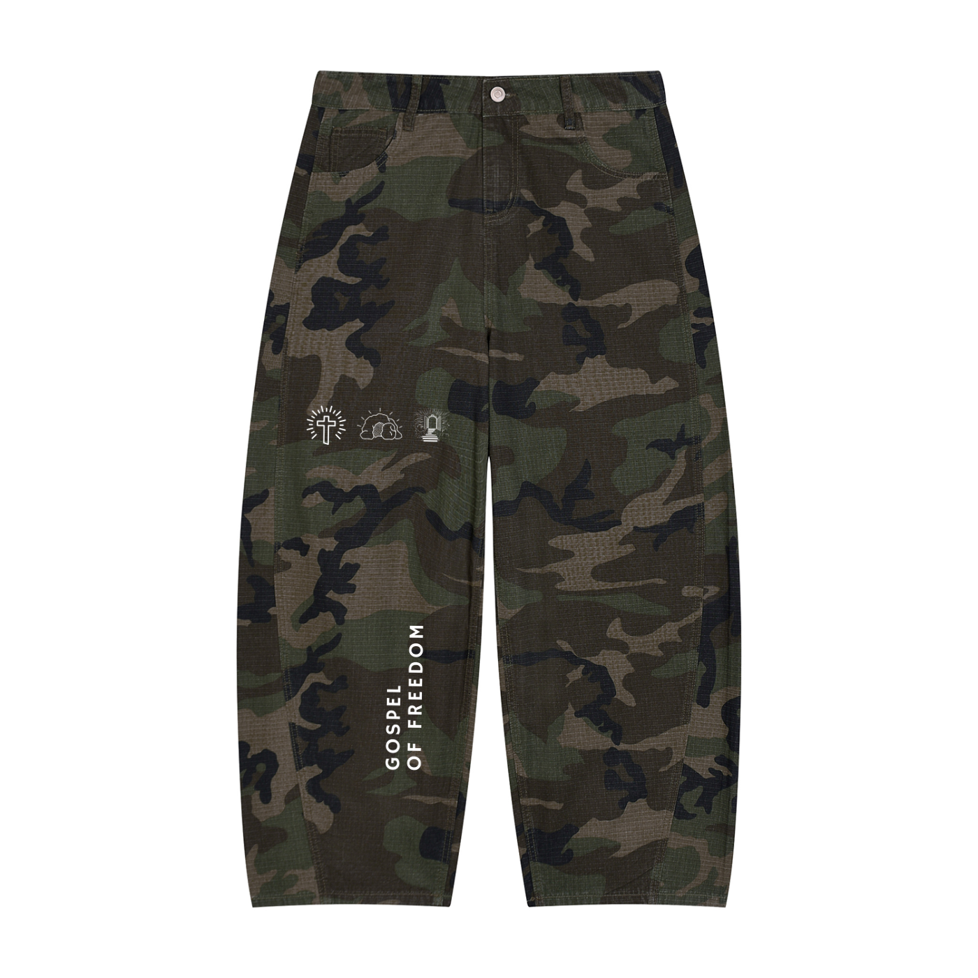 Men’s Camo Barrel Leg Cargo Pants